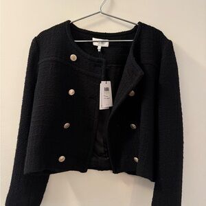 Reiss Black Blazer Structured Cropped Design